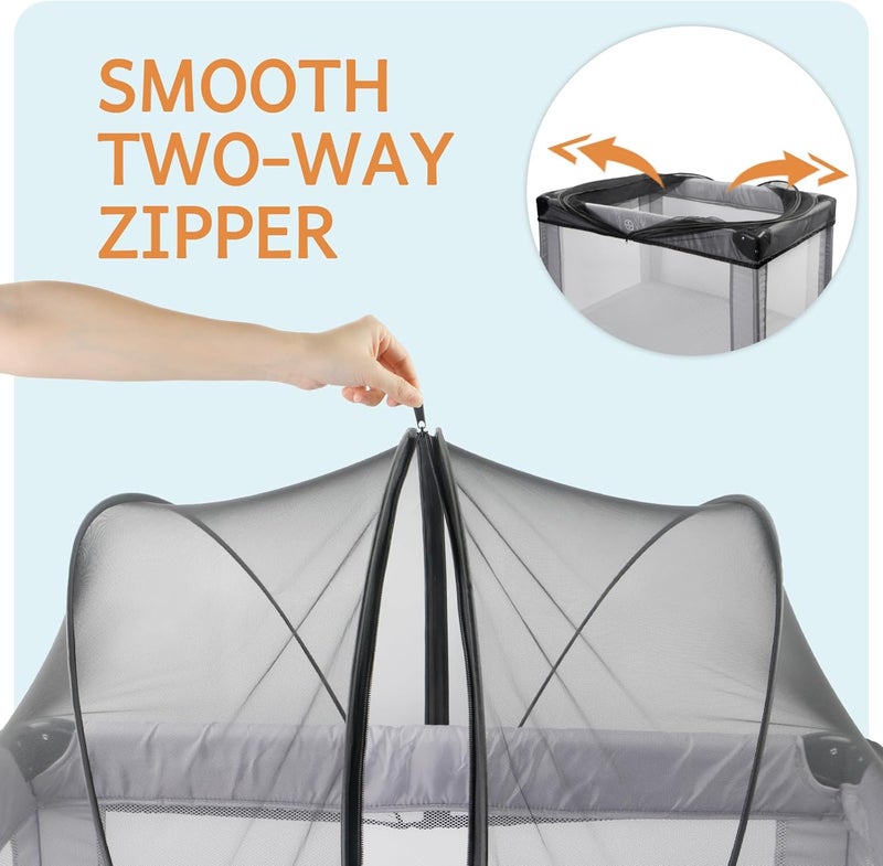 BEBONO Mosquito Net for Pack N Play, Keep Cats Out, Netting Cover with 2-Way Zipper for Playpen, Foldable with Storage Bag, Black - Image 2